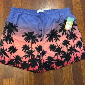 Primark Palm Tree Beach Swimming Trunks With Pockets Size Large